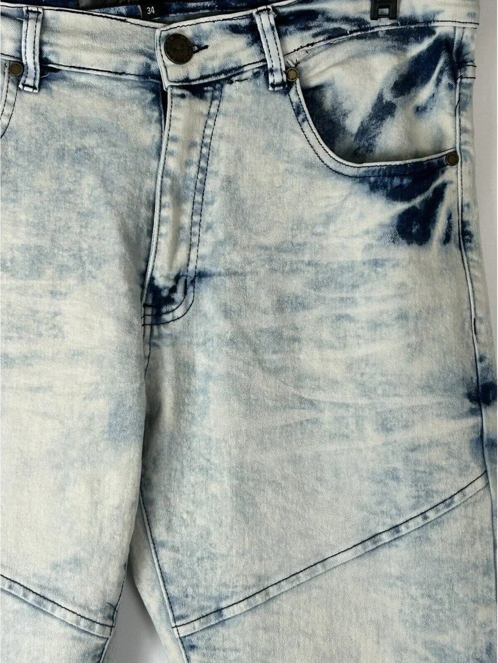 Reason Brand Blue and White Tie Dye Straight Leg Jeans   Size 34